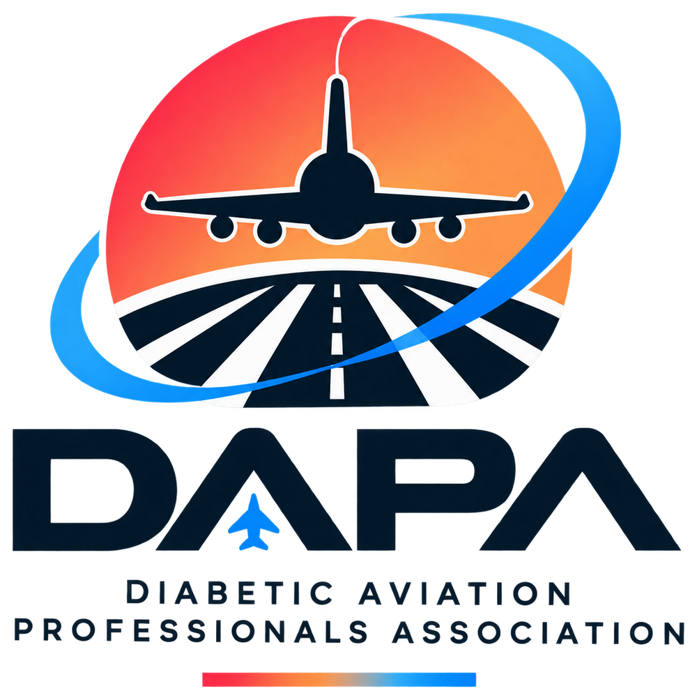 DAPA logo: airliner over a runway inside a sunrise, with the DAPA wordmark